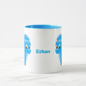 かわいい青いベビートリケラトプス恐竜 マグカップ (中央)