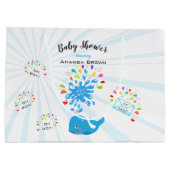 かわいい青いホエーカラフルル少年の赤ちゃんシャワー（郵便） ラージペーパーバッグ (裏面)