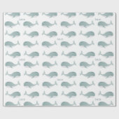 かわいい青いホエーパーソナライズされたルと名前リトルキッド ラッピングペーパー (フラット)