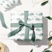 かわいい青いホエーパーソナライズされたルと名前リトルキッド ラッピングペーパー