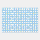 かわいい青いポップコーン模様の漫画おもしろい映画の夜 ラッピングペーパーシート (正面2)