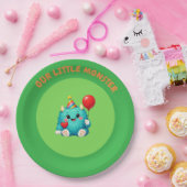 かわいい青いモンスターの1歳の誕生日招待状 ペーパープレート (パーティー)