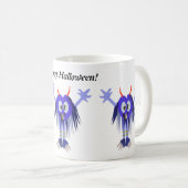 かわいい青いモンスターハロウィーン コーヒーマグカップ (正面右)