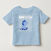 かわいい青いユニコーンポルカドット柄の子供の名前 トドラーTシャツ (正面)