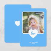 かわいい青いラブ教室写真バレンタインデーカード サンキューカード (正面/裏面)