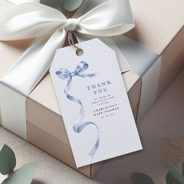 かわいい青いリボンの男の子ベビーシャワー ギフトタグ