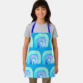 かわいい青いレインボーアートの子供たち エプロン (インサイチュ)
