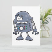 かわいい青いレトロなロボットキャラクター 招待状 (スタンド正面)