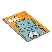 かわいい青いロボットの名パーソナライズされた前 ノートブック (右側)