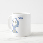 かわいい青い人形のクレヨン画 コーヒーマグカップ (正面左)