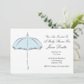 かわいい青い傘のシャワー招待状 招待状 (スタンド正面)