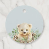 かわいい青い冬の赤ちゃんシャワー私たちは心から待つことができる フェイバータグ (裏面)