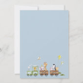 かわいい青い列車旅行男の子ベビーシャワー 招待状 (裏面)