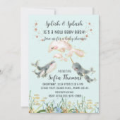 かわいい青い動物たち – 海の赤ちゃんシャワー 招待状 (正面)