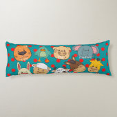 かわいい青い動物の養豚豚うさぎ犬の牛の子供 ボディピロー (裏面)