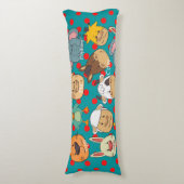 かわいい青い動物の養豚豚うさぎ犬の牛の子供 ボディピロー (正面縦)