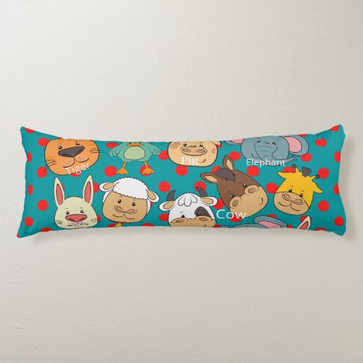 かわいい青い動物の養豚豚うさぎ犬の牛の子供 ボディピロー (正面)