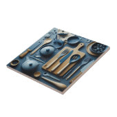 かわいい青い台所用品の美的壁紙 タイル (側面)