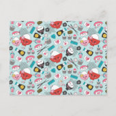 かわいい青い和風寿司 ポストカード (正面)