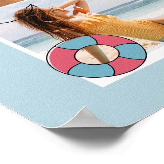 かわいい青い夏の複数のフォトコラージュ ポスター (角)