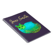 かわいい青い太った猫のアートイラスト ノートブック (右側)