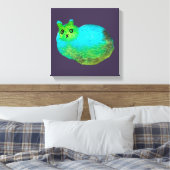 かわいい青い太った猫アートイラストレーション キャンバスプリント (インサイチュ (寝室))