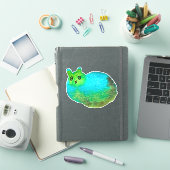 かわいい青い太った猫アートイラストレーション シール (iPadカバー)