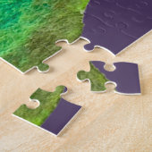 かわいい青い太った猫アートイラストレーション ジグソーパズル (側面)