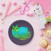 かわいい青い太った猫アートイラストレーション ペーパープレート (パーティー)