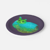 かわいい青い太った猫アートイラストレーション ペーパープレート (アングル)