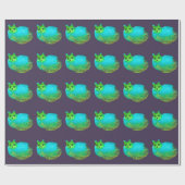 かわいい青い太った猫アートイラストレーション ラッピングペーパー (フラット)