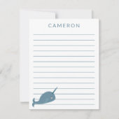 かわいい青い子ども達パーソナライズされたが並ぶ サンキューカード (正面)