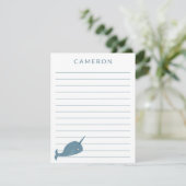 かわいい青い子ども達パーソナライズされたが並ぶ サンキューカード (スタンド正面)