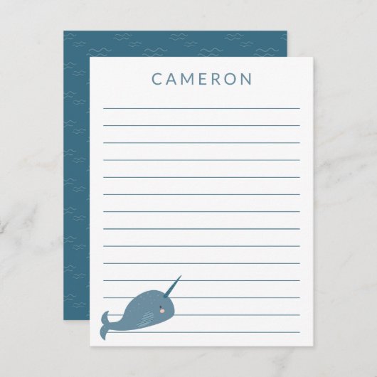 かわいい青い子ども達パーソナライズされたが並ぶ サンキューカード (正面/裏面)