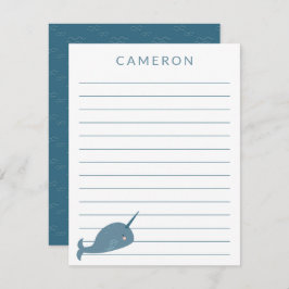 かわいい青い子ども達パーソナライズされたが並ぶ サンキューカード