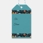 かわいい青い子犬のカスタマイズ花 ギフトタグ (裏面)