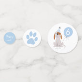 かわいい青い子犬の誕生日パーティー コンフェッティ (正面)