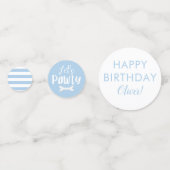 かわいい青い子犬の誕生日パーティー コンフェッティ (裏面)