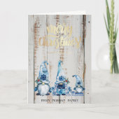 かわいい青い小人たちによるクリスマス シーズンカード (正面)