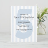 かわいい青い少年 5歳の誕生日 ファンシーな誕生日 招待状 (スタンド正面)