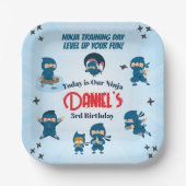 かわいい青い忍者チーム 少年 誕生日パーティー ペーパープレート (正面)