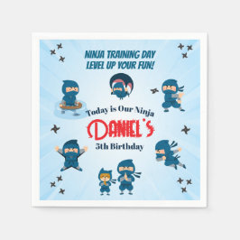 かわいい青い忍者チーム 男子 誕生日パーティー スタンダードカクテルナプキン