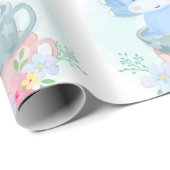 かわいい青い恐竜の中ティーカップボーイ赤ちゃんシャワー ラッピングペーパー (ロールコーナー)