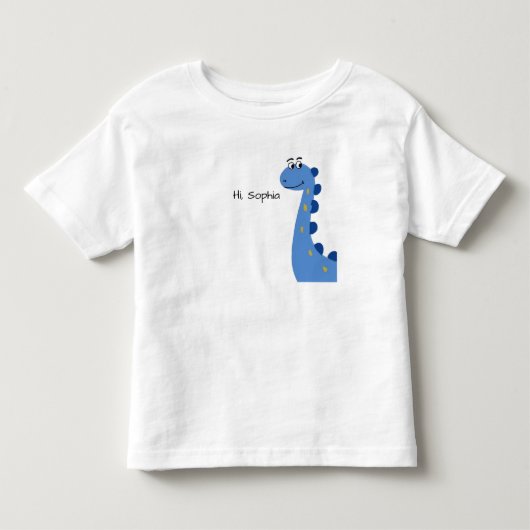 かわいい青い恐竜 - カスタムネームソフィア トドラーTシャツ (正面)