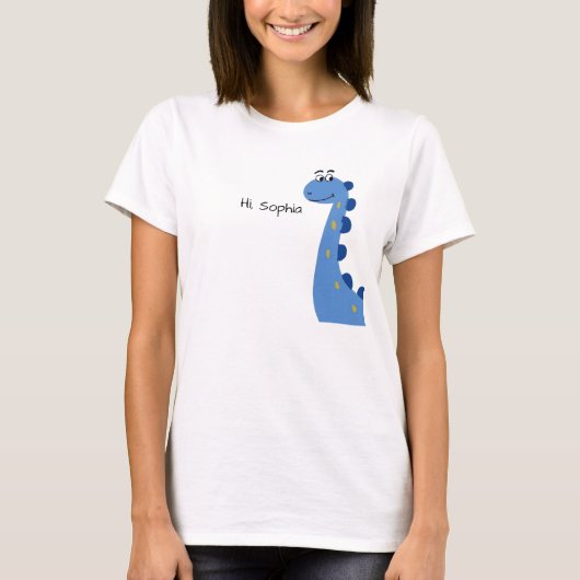 かわいい青い恐竜 - カスタムネームソフィア Tシャツ (正面)