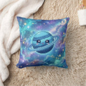 かわいい青い惑星のギャラクシー枕 クッション (ブランケット)