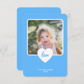 かわいい青い愛の教室の写真 バレンタインデーのカード サンキューカード (正面/裏面)