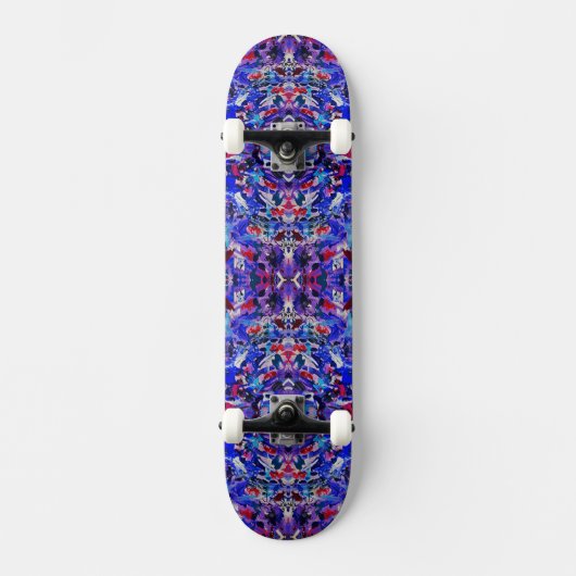 かわいい青い抽象画 スケートボード (正面)