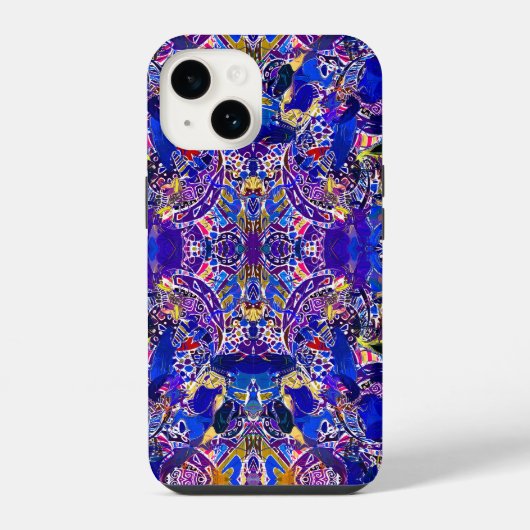 かわいい青い抽象的な要素 iPhoneケース (裏面)