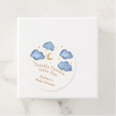 かわいい青い月の星きらめく赤ちゃんシャワー フェイバータグ (インサイチュ)